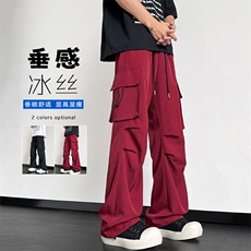 2026夏季新款褶皱冰丝多口袋抽绳工装裤K1313-特P32建议零售价78，男装工装外套，电商A001