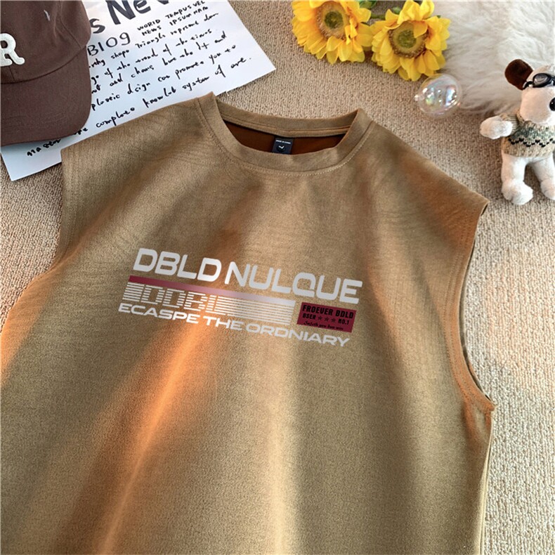 可设48小时发货支持抖音得物来样二开240克重磅美式麂皮绒背心t恤，男装背心/马甲，电商A486-1