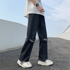 秋季美式复古牛仔长裤男款潮牌宽松直筒高街裤子K53310B-1-P40，男装休闲裤，星座310B-1