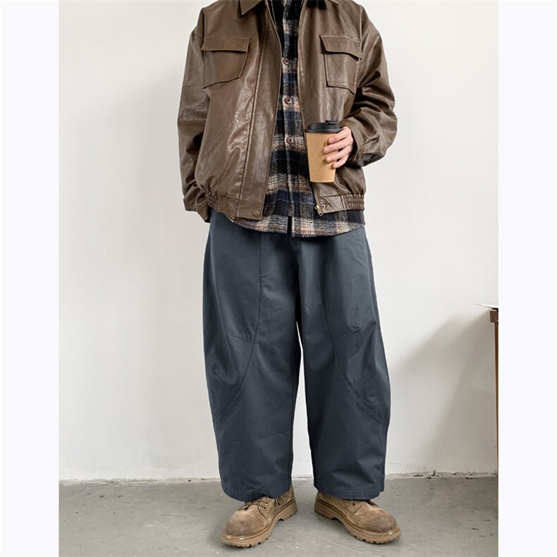 春季韩版潮流小众休闲阔腿裤男设计简约百搭宽松直筒裤K7644-P38,男装休闲裤,星座512-3