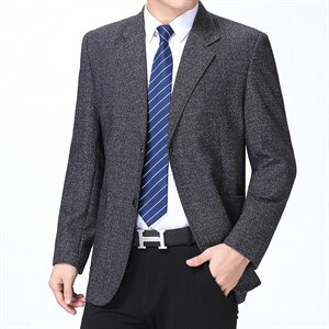2022休闲西服男上衣单件秋季商务休闲中年宽松西装外套时尚男装图片
