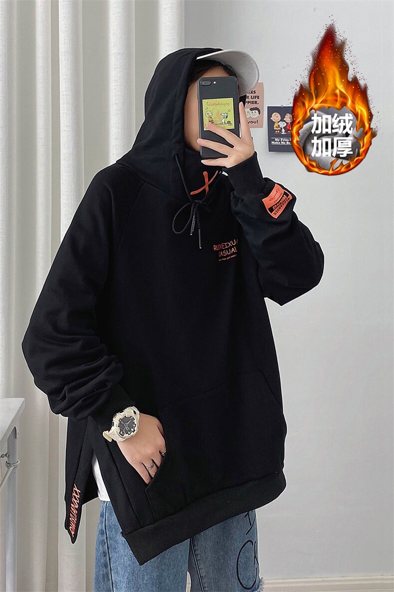 8XL-M现货港风连帽加绒加厚卫衣男2023冬季新款加肥加大码控价98，男装卫衣，钱塘717(原712)