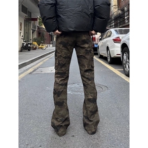 多口袋褶皱直筒迷彩男高街宽松阔腿裤子 LK71 P40图片