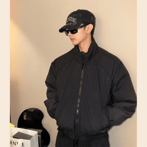 现货美式高街休闲棉衣夹克三防立领纯色户外工装加厚棉服外套图片
