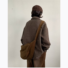cityboy棕色格子长袖衬衫男小众高级感oversize衬衣外套CSJ20，男装衬衫，星座516A