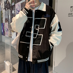 日系ins撞色口袋夹克宽松休闲棒球服潮牌秋季工装外套 W1360-P65图片
