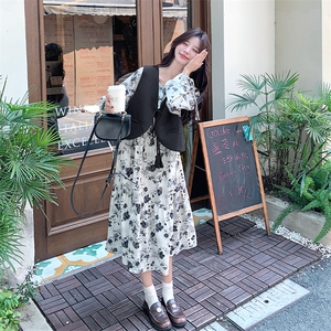 法式轻熟风碎花连衣裙套装女春秋2025新款高级感马甲长裙两件套潮图片