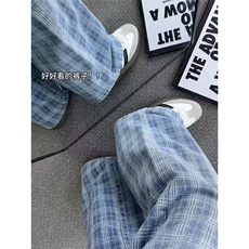时尚原宿日系文艺格子牛仔裤简约ins流行慵懒潮流百搭新款气质，男装牛仔裤，星座506A