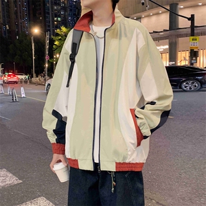 潮牌美式撞色拼接运动立领外套男宽松百搭夹克JK01571-P70图片