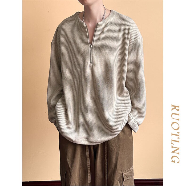 现货拉链毛衣潮牌宽松休闲套头针织衫A351-AW2503-P65,男装针织衫/毛衣,电商A351