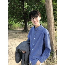 【档口现货】CS552CC-特P30蓝色格子长袖衬衫男内搭叠穿衬衣外套，男装衬衫，星座1007（原301D）