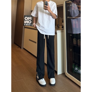 现货 松紧腰冰丝修身拉链西裤休闲裤男 K701-K702-K703-P45 控68图片