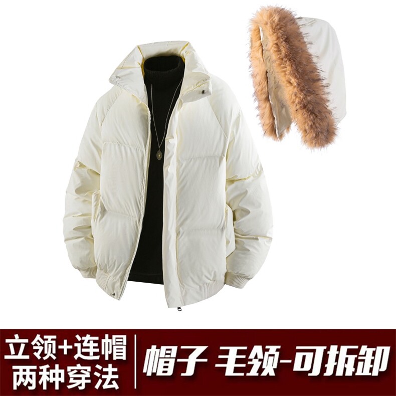 MY5088/P130冬季大毛领PU皮棉衣男可拆卸帽可立领可连帽棉服棉袄,男装棉衣,电商A141