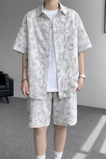 潮牌薄款垂感印花港风短袖衬衫短裤套装9035-P68，男装牛仔裤，电商B380（原B361）