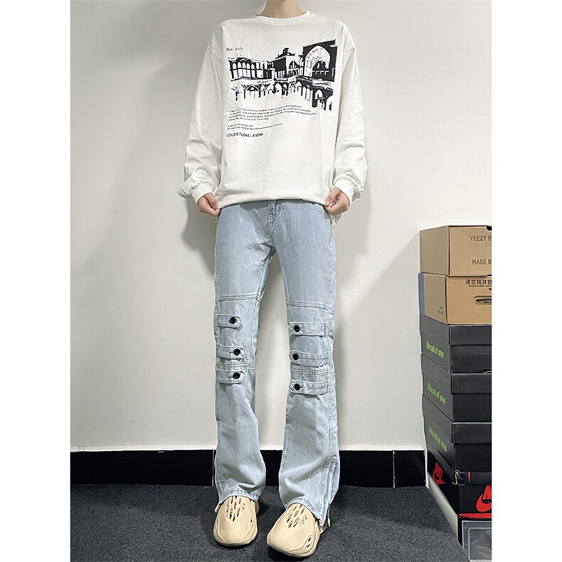 B221美式ins高街暗黑小众个性微喇牛仔裤LK23018-P65控88,男装牛仔裤,电商B221