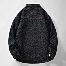 秋季新款翻领提花牛仔夹克外套复古潮男上衣XZ310B-3-NZ223-P65，男装工装外套，星座310B-3