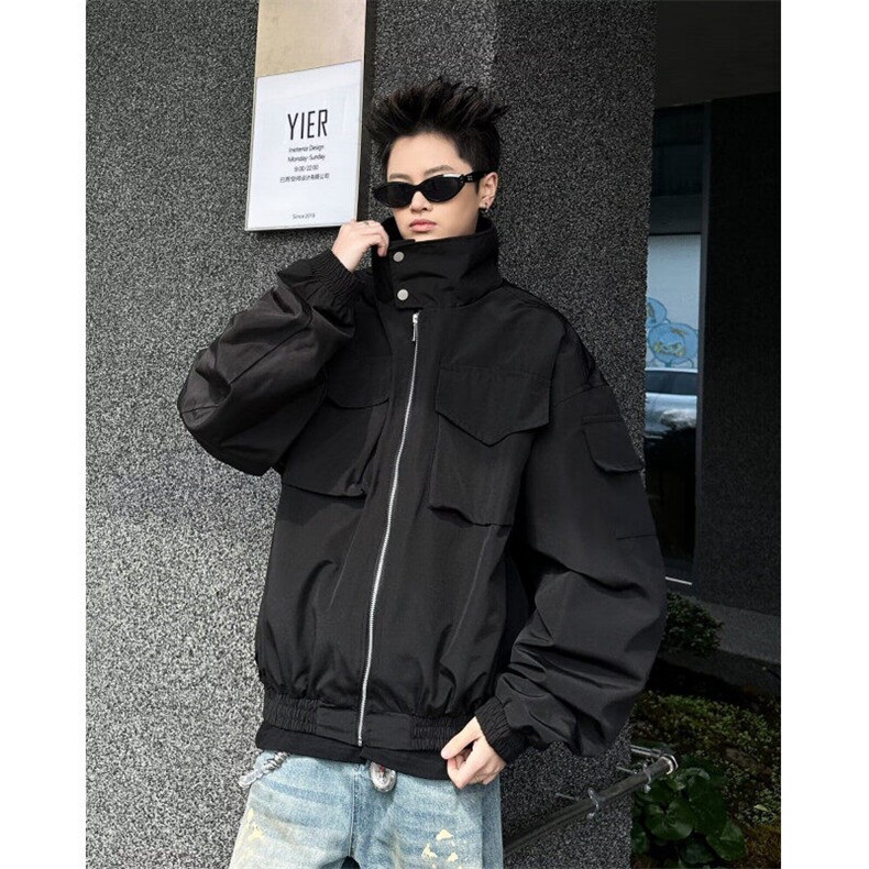 机能风工装外套男春秋休闲美式痞潮牌宽松短装宽松夹克W6519-P67,男装夹克,星座412-2