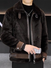 (网图)高端皮毛一体外套潮男士加厚保暖金貂绒夹克313B-1703-P170，男装夹克，星座313B
