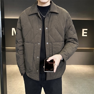 轻薄羽绒服男冬季潮流翻领短款外套男士标白鸭绒夹克Y2510-P155图片