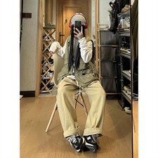 秋季新款阔腿灯笼水洗工装裤女模XZ604-KG35-P55控68，男装工装外套，星座604