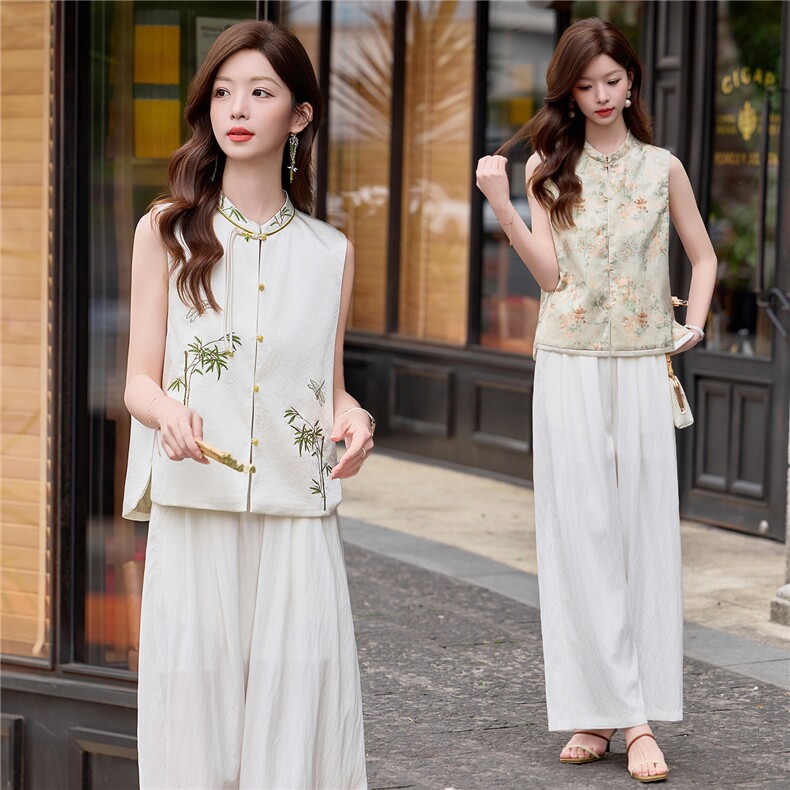 2026年夏季中式女马甲休闲裤子两件套，女装套装/套裙，依路服饰