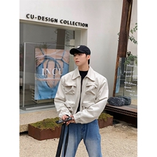 网图有货美式高街多口袋工装垫肩夹克宽松翻领外套男A895-P58，男装夹克，星座1505
