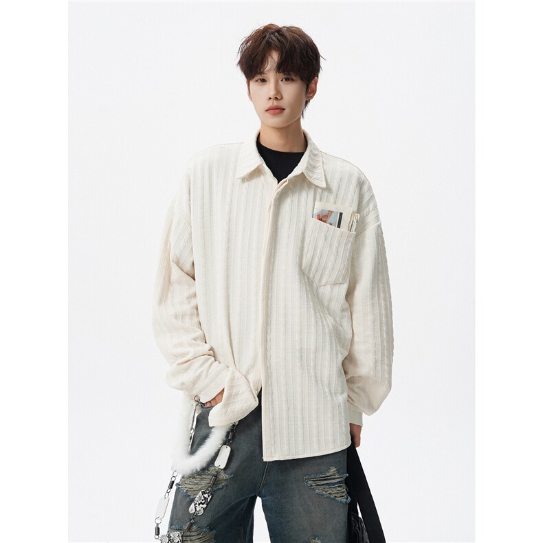 重磅提花衬衫男长袖宽松大码潮牌衬衣高级感痞帅外套CS29010P45，男装衬衫，电商B312