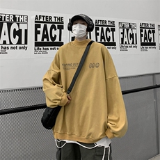 水洗做旧加绒加厚卫衣男23冬高领笑脸印花打底衫XZ514-2-X56-P78，男装T恤，星座514-2(原B239)