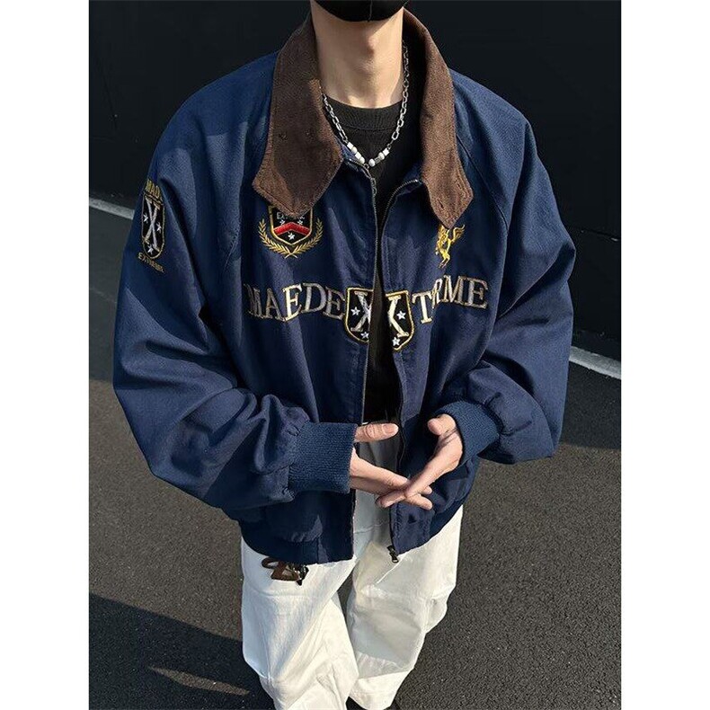 F659P100街头高级感青少年夹克男春小众工装刺绣宽松立领,男装夹克,星座512-6