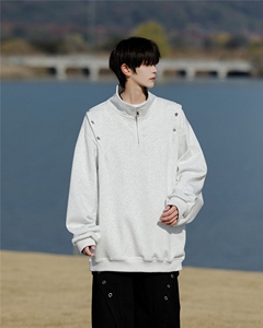 8XL-M星星铆钉半拉链卫衣大码重磅痞帅高街小众立领外套WY5109P58图片