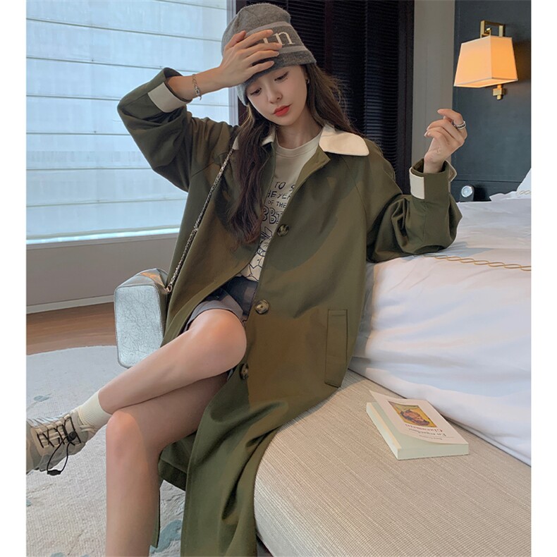 新款原创拼色中长款时尚风衣ZB081-3020-P145-K198,女装风衣,浙宝276（原081）
