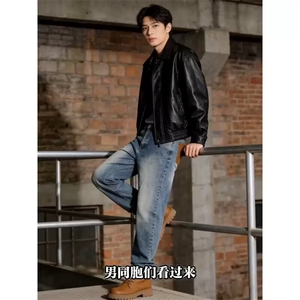 2026新款水洗牛仔裤深蓝色宽松直筒复古休闲裤子K71596-P53网图图片