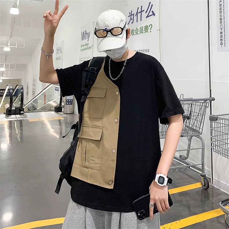 2023春夏季新款男休闲圆领拼接短袖T恤U21P32,男装T恤,星座1116-2