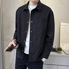 C2-P95拼接外套男士春秋季痞帅衬衫男款高级感翻领上衣春装，男装衬衫，星座703-1