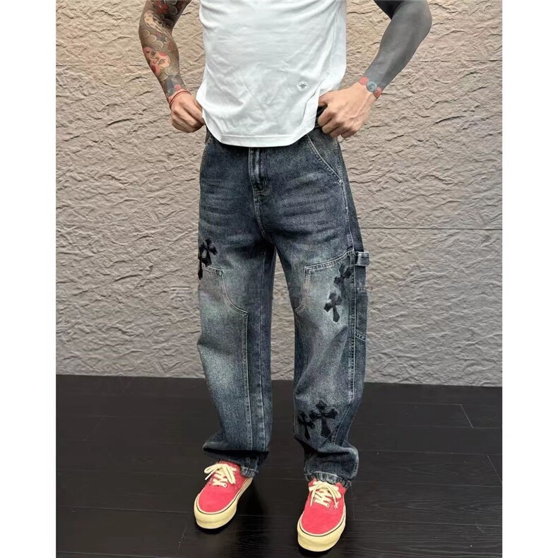 1506-1/KT3371/P56潮牌个性十字架拼皮显瘦牛仔裤时尚新款男生,男装牛仔裤,星座1506-1