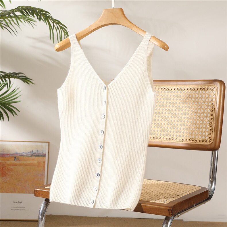 2025秋冬百搭时尚简约抽条v领吊带针织羊绒衫，女装羊绒衫，澳坤羊绒