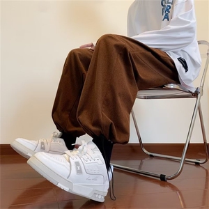 抽绳束脚休闲裤男生宽松直筒长裤男潮牌痞帅阔腿裤 K771-P38图片