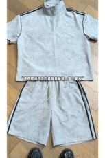 港风可翻立领扎染大码M-5XL肩部拼接条纹运动套装TZ78177P65控98，男装休闲套装，星座226-1