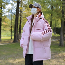 冬季拼三条杠面包服宽松男女情侣羽绒棉连帽棉衣C408M1202P100，男装棉衣，电商C408(原B339-1)