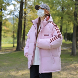 冬季拼三条杠面包服宽松男女情侣羽绒棉连帽棉衣C408 M1202P100图片