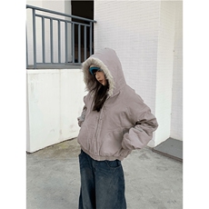 现货高品质美式高街冬季重磅硬挺短款座山雕毛领棉衣男女加厚外套，男装棉衣，电商A486-1