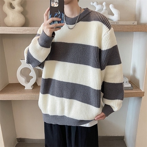 条纹毛衣日系慵懒针织衫秋冬外套潮牌高级感线衣服男MY05650-P48