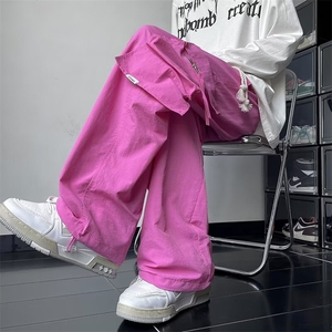 抽绳美式工装裤男街头嘻哈机能潮牌宽松抽绳阔腿休闲长裤 KX801图片