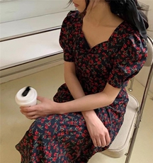 夏季碎花连衣裙,女装连衣裙,AND WITH