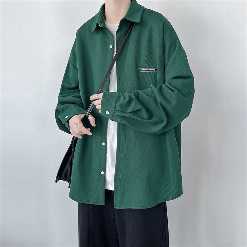 港风宽松休闲长袖男装衬衫百搭秋装新款D321-1-DM302-P50,男装衬衫,电商D321-1