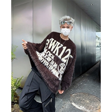 美式字母提花毛衣男秋冬宽松慵懒风马海毛情侣针织衫MY95266-p58，男装针织衫/毛衣，星座1008