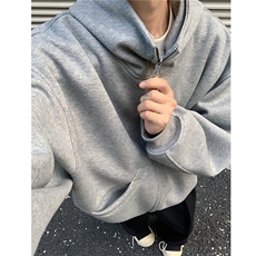 秋装500克大廓型情侣连帽卫衣oversisz厚拉链外套男女H1008P88，女装短外套，电商A341