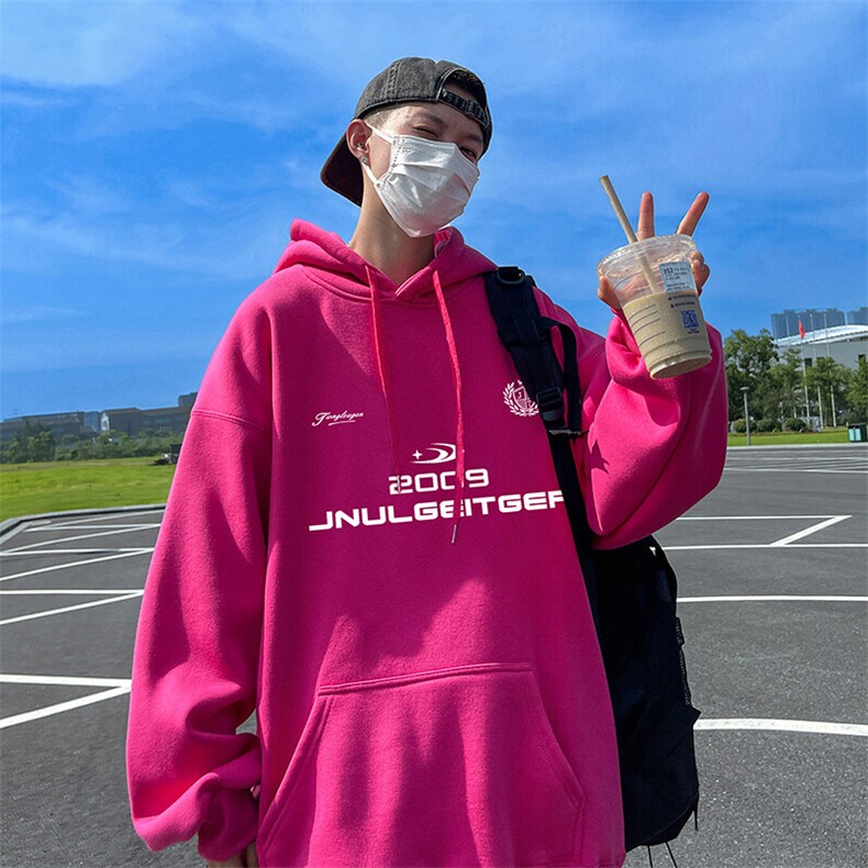 抖音得物供货可提供视频秋冬重磅美式宽松连帽卫衣DL2301,男装卫衣,电商A486