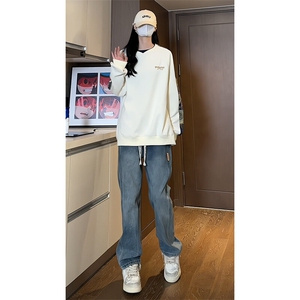 2025春季新款女模内景大码假两件刺绣卫衣M-5XHW24058-特P35