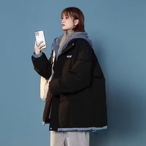 棉服男女冬季新款加厚棉袄连帽保暖防寒冬装假两件棉衣外套图片